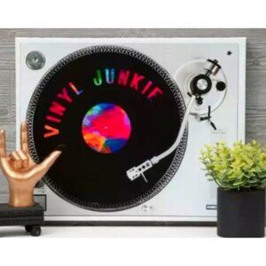 Vinyl Junkie Turntable Canvas Wall Art 20" X 16" Music Decor•64
